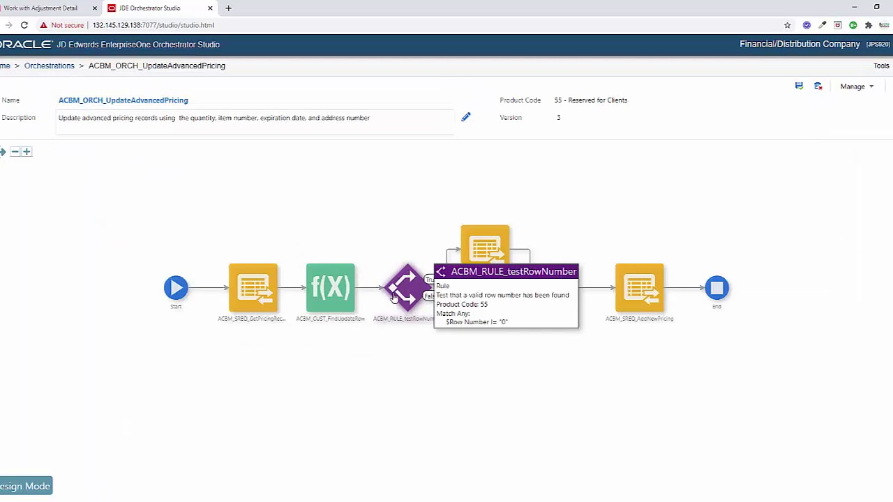JDE Orchestrator - Update Advanced Pricing