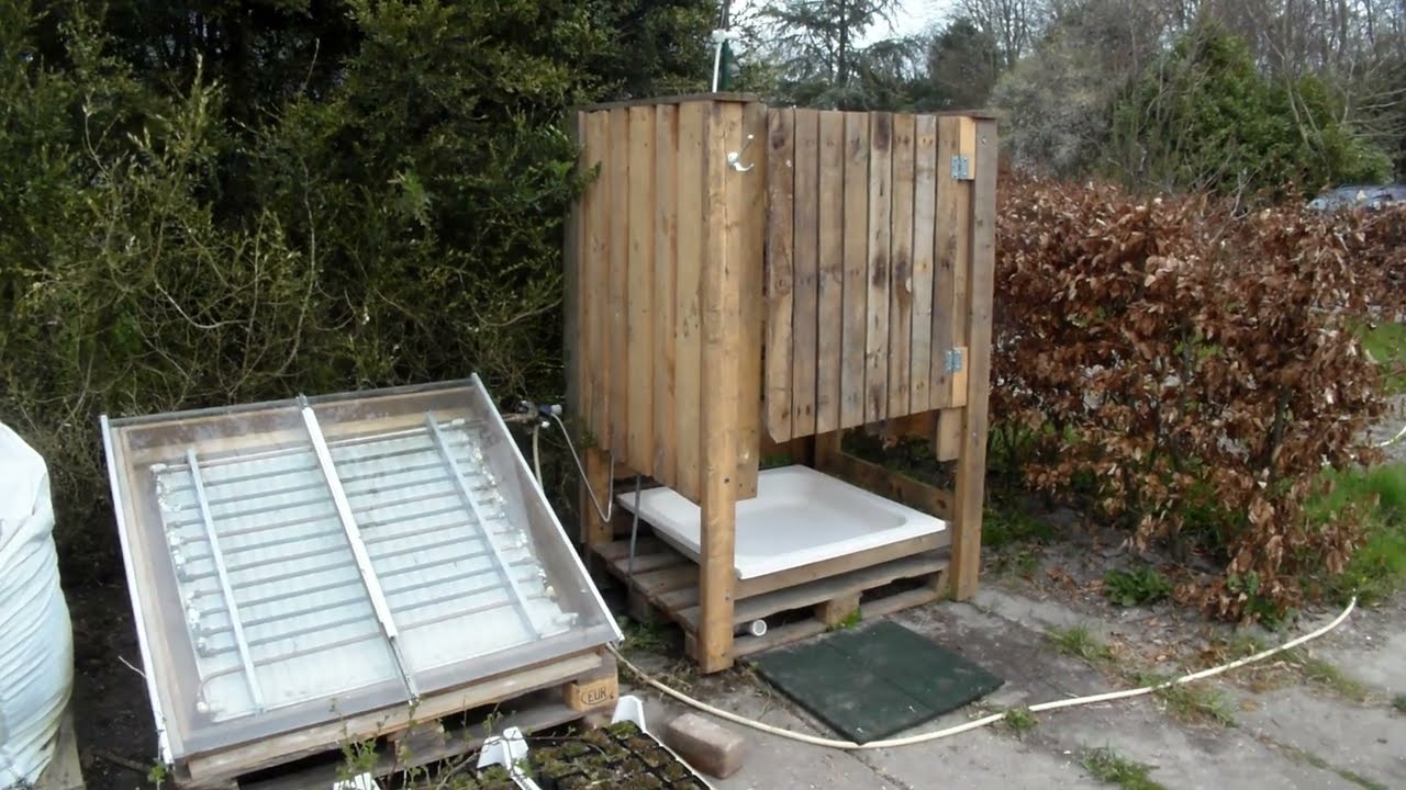 zonneboiler met buitendouche