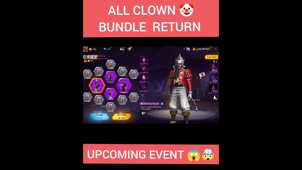 free fire all clown bundle return😱 | free fire upcoming event 🥰 #shorts #shortfeed #clown #bundle