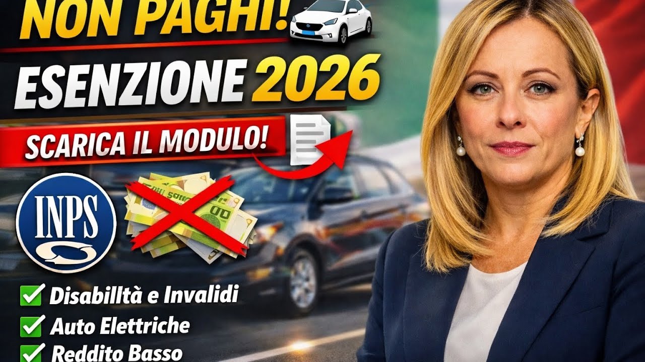 ESENZIONE BOLLO AUTO 2026 Chi Ha Diritto a Non Pagare + Modulo Ufficiale da Presentare - INPS