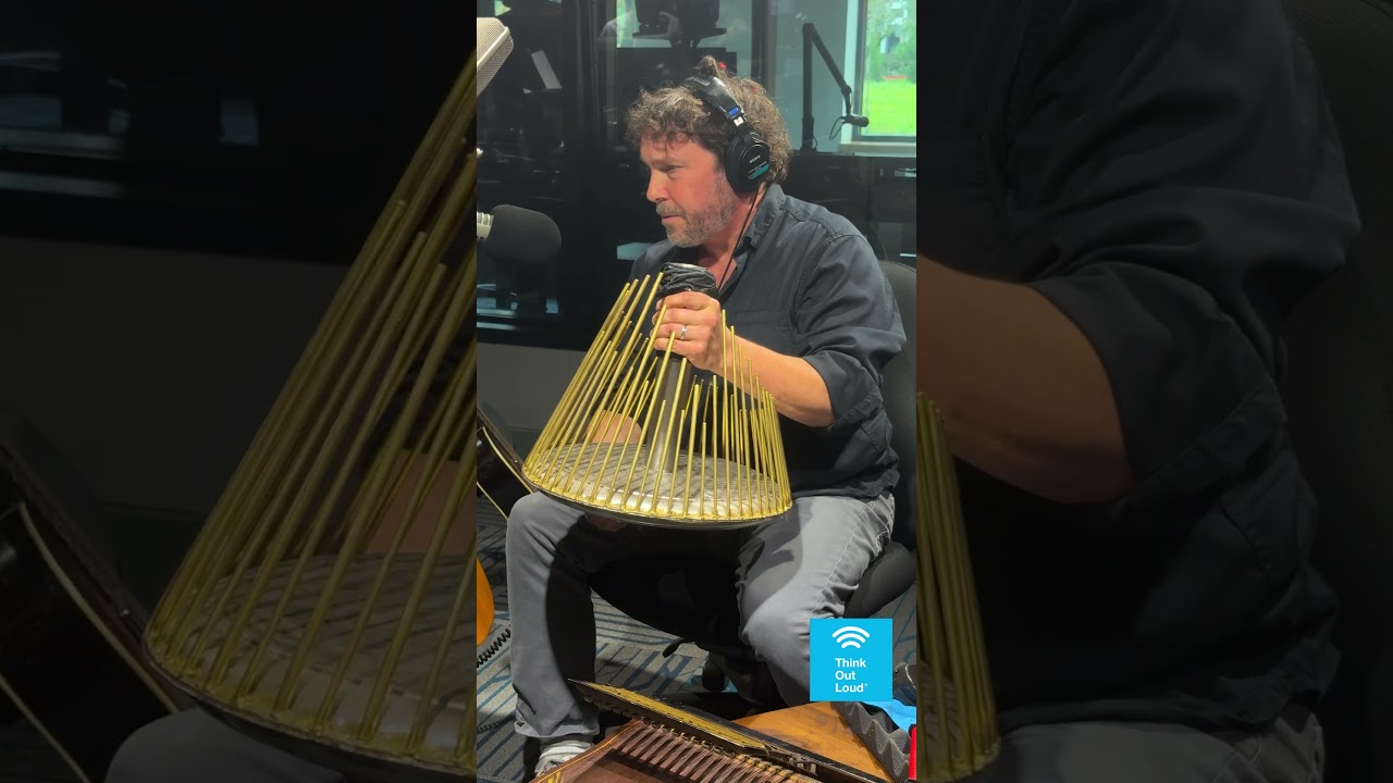 🎙️ Composer Mark Orton plays the waterphone in studio on Think Out Loud #liveinstudio #OPB