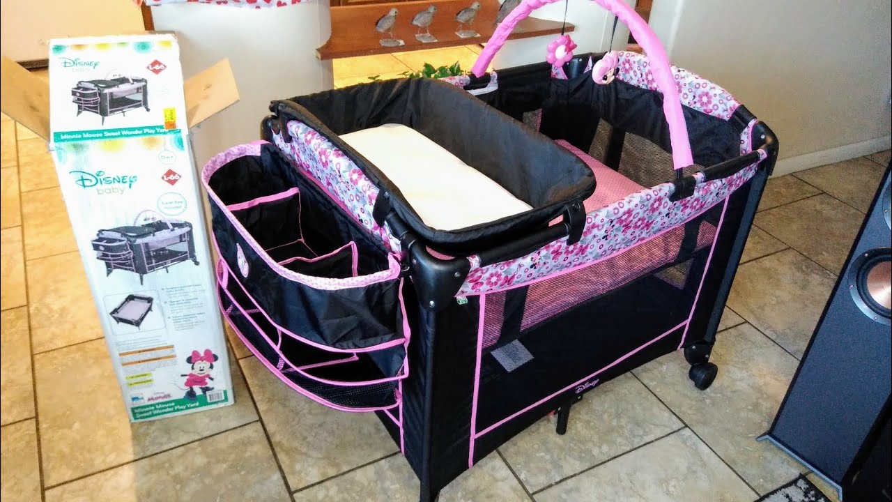 Disney Minnie Mouse playard playpen open box & assembling see description for more info
