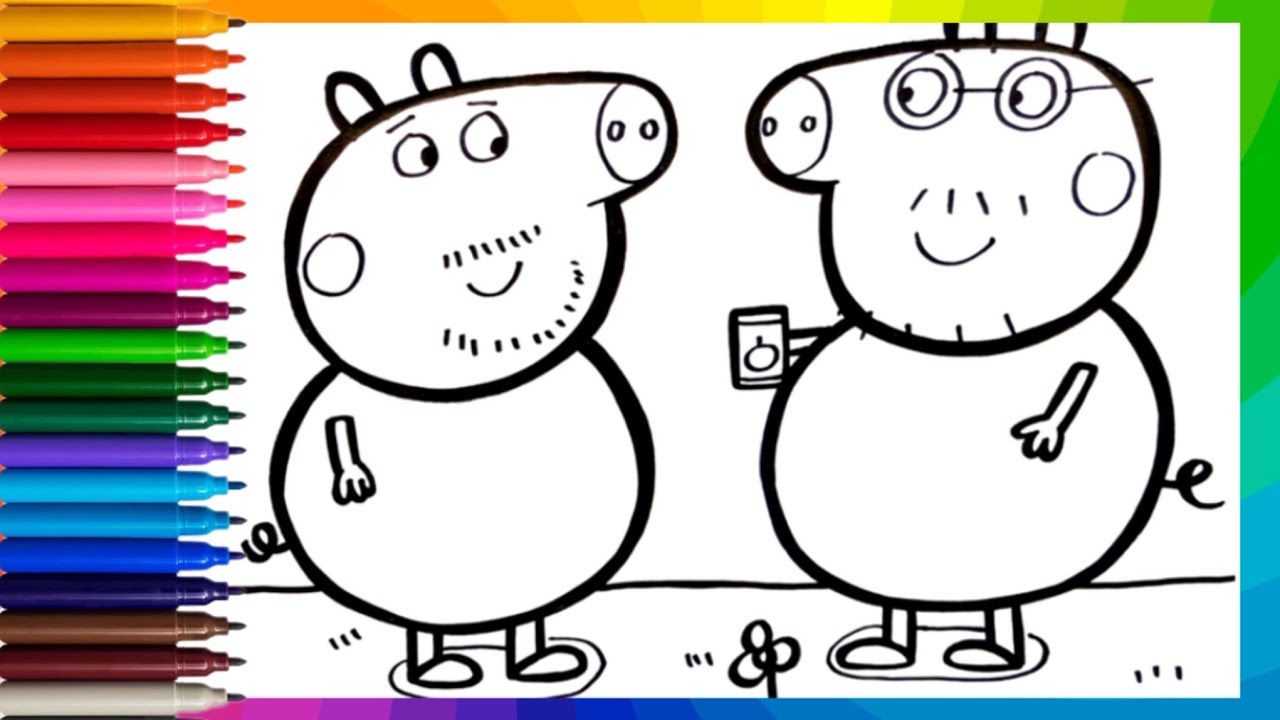 How to draw Daddy pig and Uncle Pig From Peppa Pig | Peppa pig Family drawing