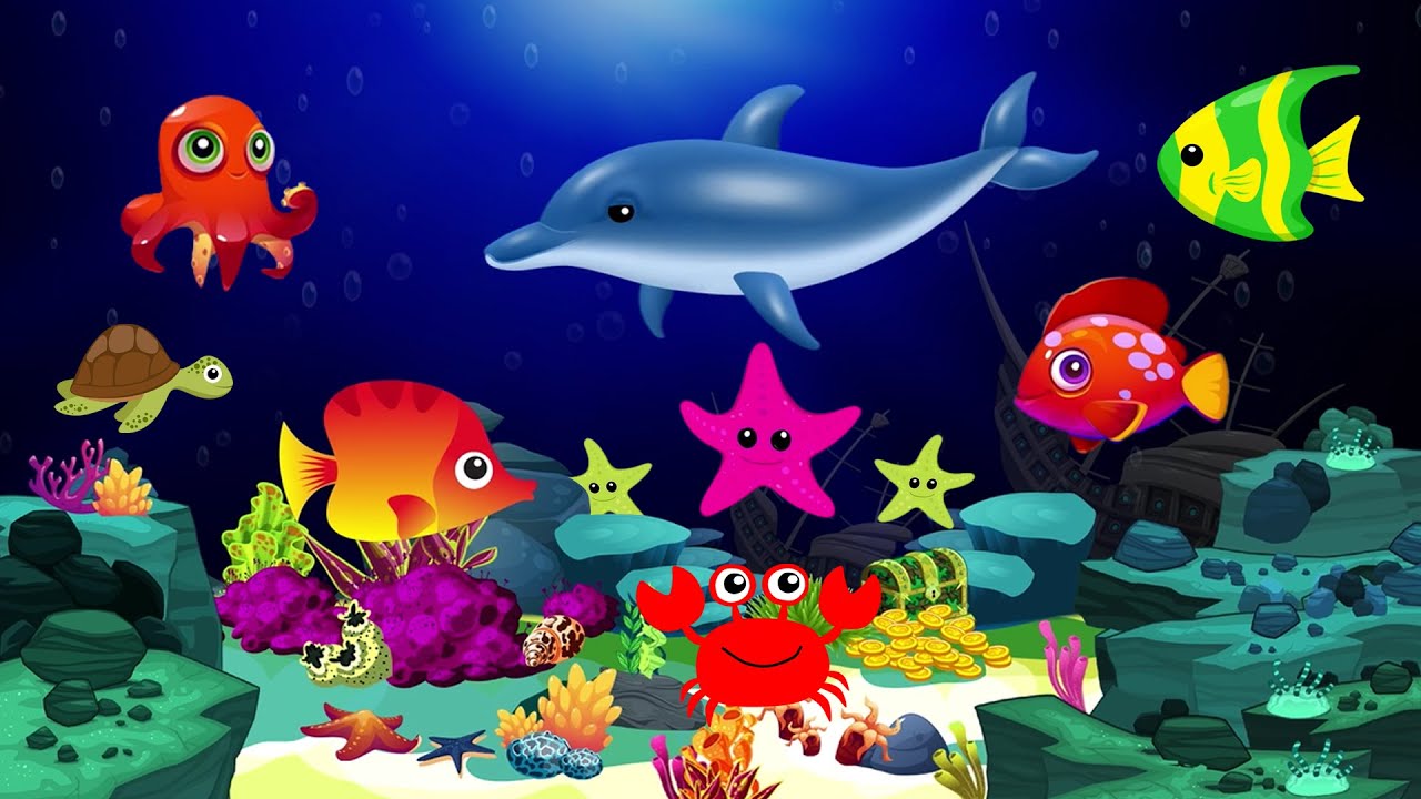 Bedtime Lullabies and Peaceful Fish Animation.  Lullaby Aquarium. Soothing fishes