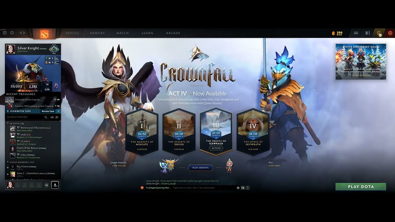 Dota 2 - CrownFall Overview of the 4 Acts Map 