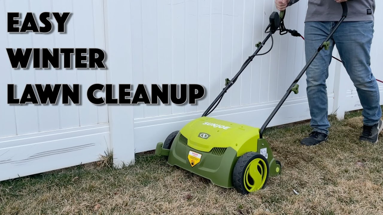 POWER RAKING Matted Down Grass With The SUNJOE DETHATCHER