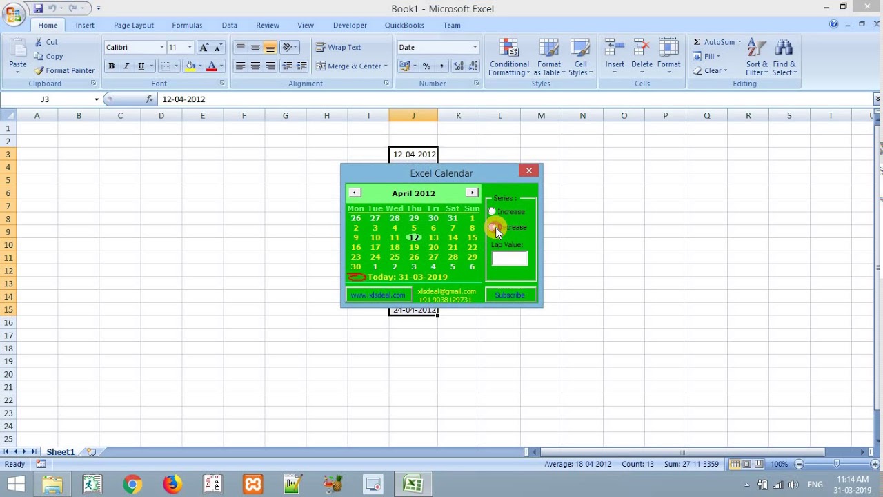 Excel Calendar v 001 XLSDEAL.COM