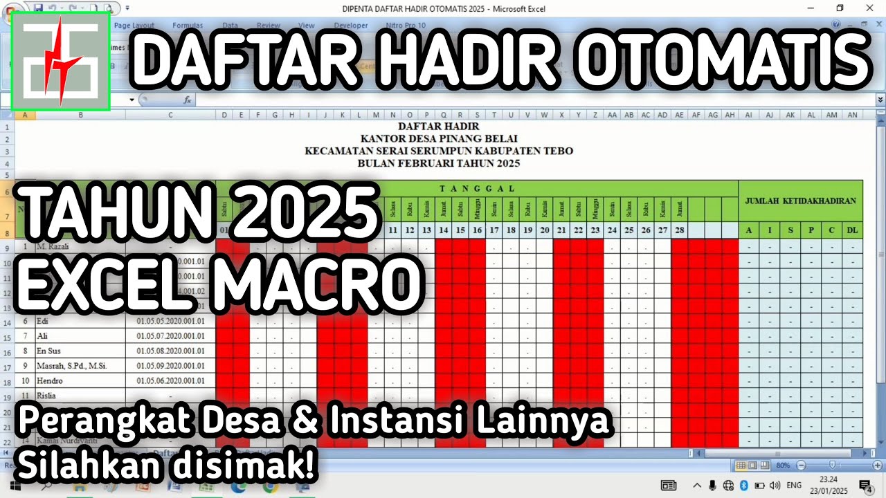 Daftar Hadir Excel Otomatis Perangkat Desa 2025