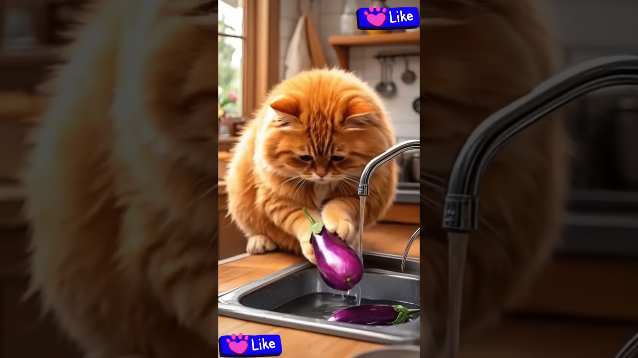 Independent Cat Cooks a Delicious pig meat Meal! 🍖🐱👩&zwj;🍳