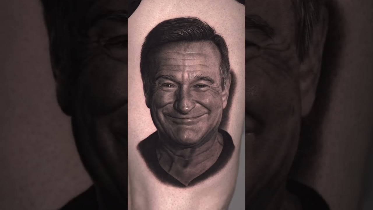 From Stencil to Tattoo 🤯...#hyperrealistic #realisticportrait #portraittattoos #tattooprocess