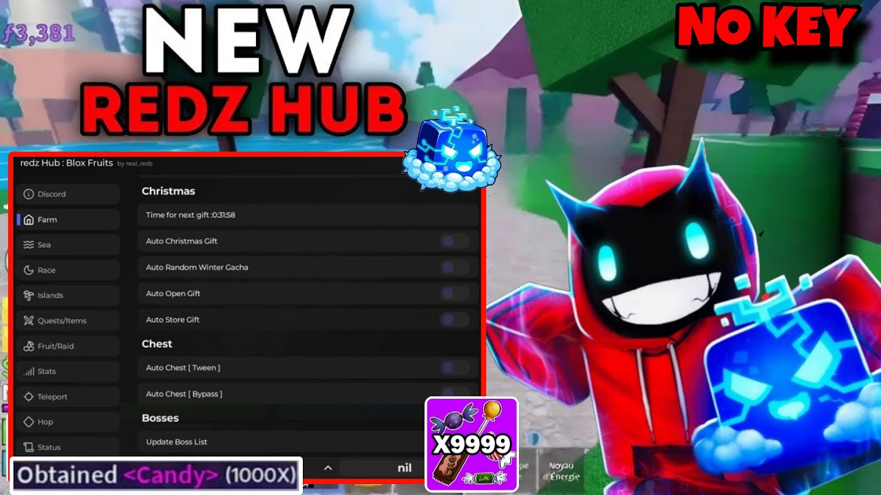 Script REDZ HUB Blox Fruits New Update 🌐 Auto FARM CANDY, AUTO DUNGEON - Script Blox Fruit Mobile