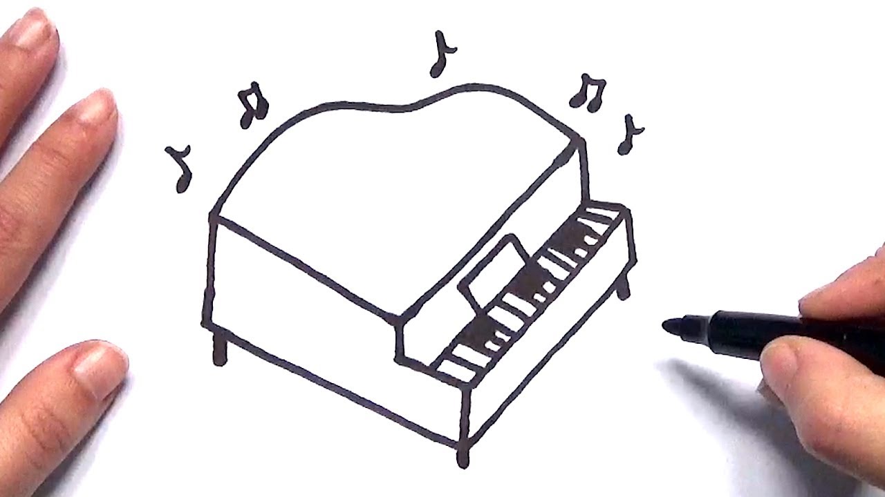 Cómo dibujar un piano fácil paso a paso para niños