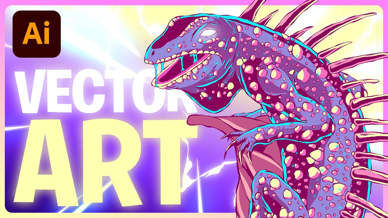 Iguana Illustration - Sketching on paper and Vectoring on Adobe Illustrator - Speed Art