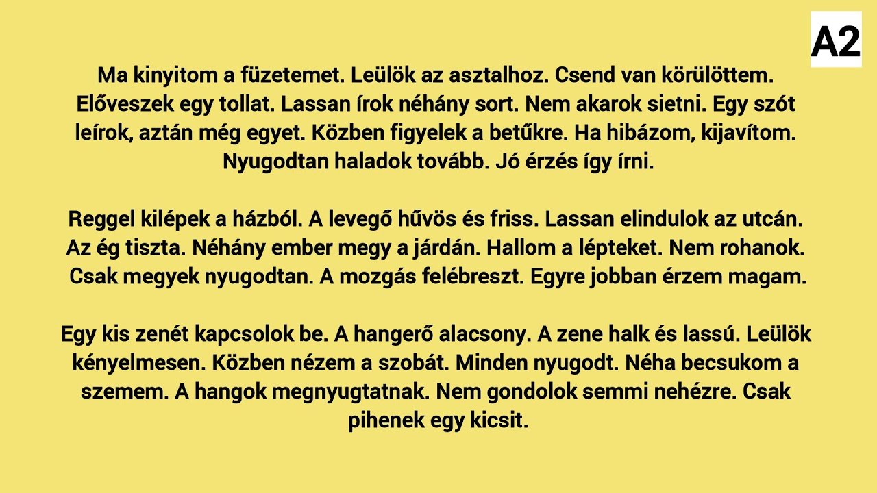 Slow Reading in Hungarian A2 / (HU/EN subtitles)  -  Ma kinyitom a füzetemet
