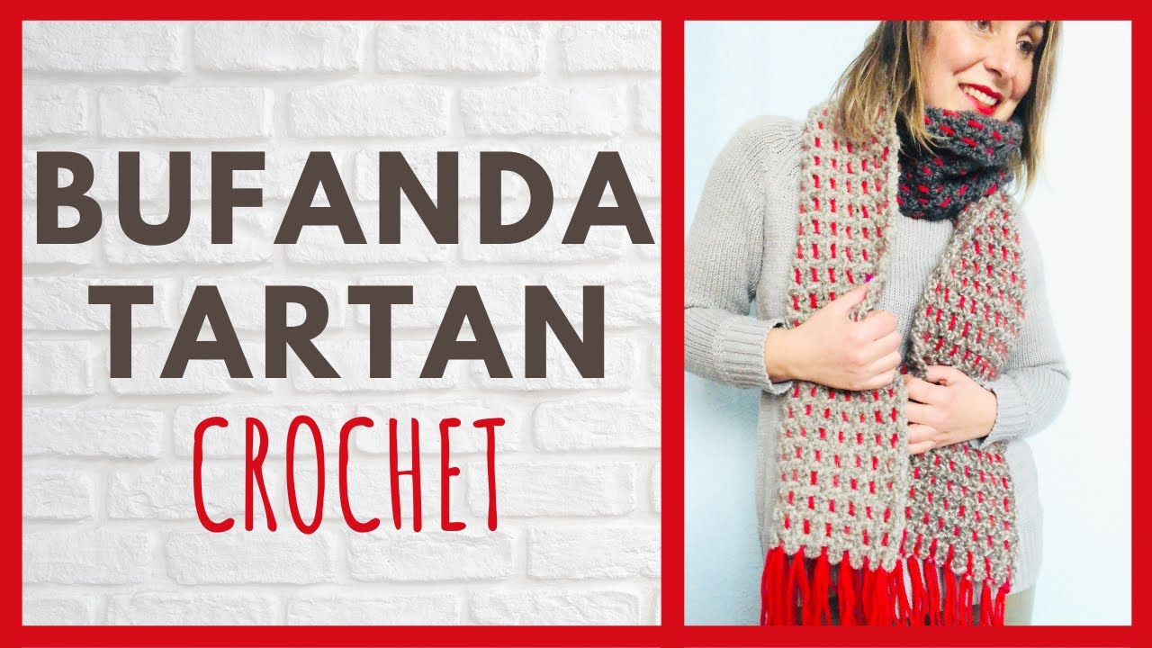 Maxi bufanda crochet inspiración tartán. Nomana