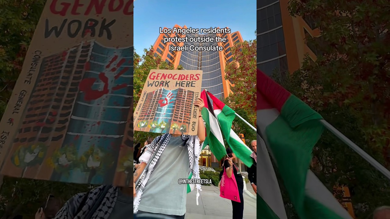 Protestors outside the Israeli Consulate, calling out Zionist actions in Gaza and in our own country