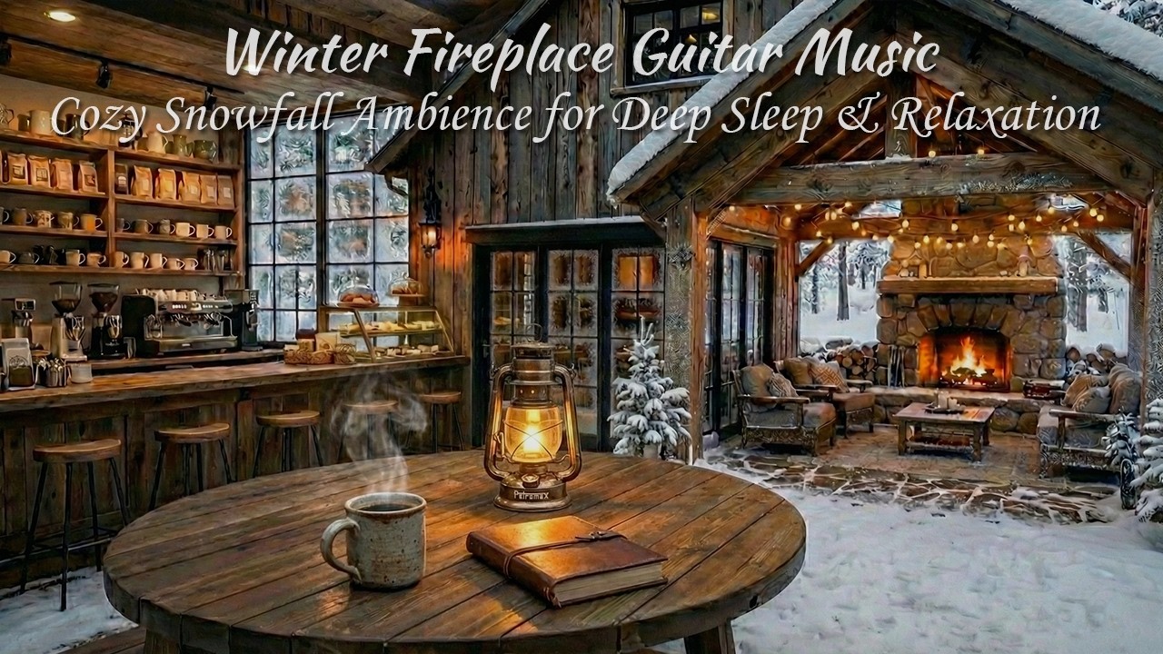 Winter Fireplace Guitar Music – Cozy Snowfall Ambience for Deep Sleep & Relaxation (2 Hours)