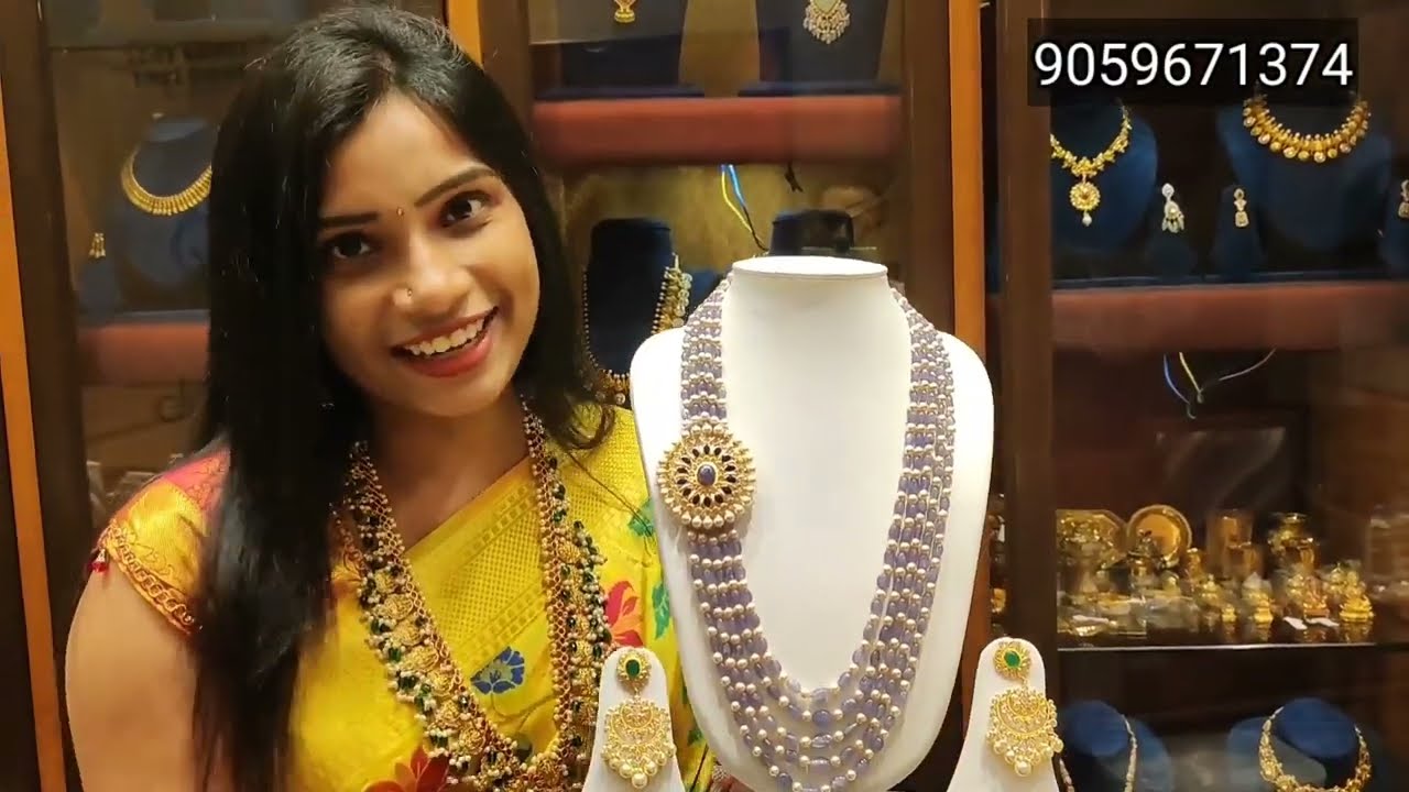 Exclusive collection light weight gold necklace designs | gems and beads Panna Jewellers Exclusive