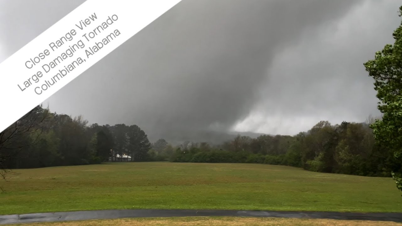 Insane Encounter - Close Range View with Large Damaging Tornado - Columbiana, Alabama