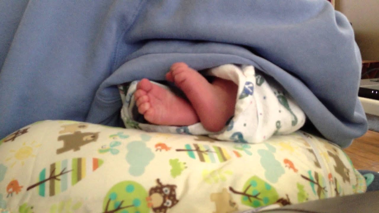 17-day-old Xavier moving his feet while eating on 4-3-13