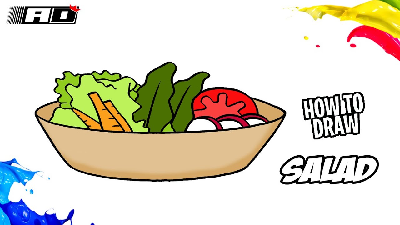 How to draw Salad step by step