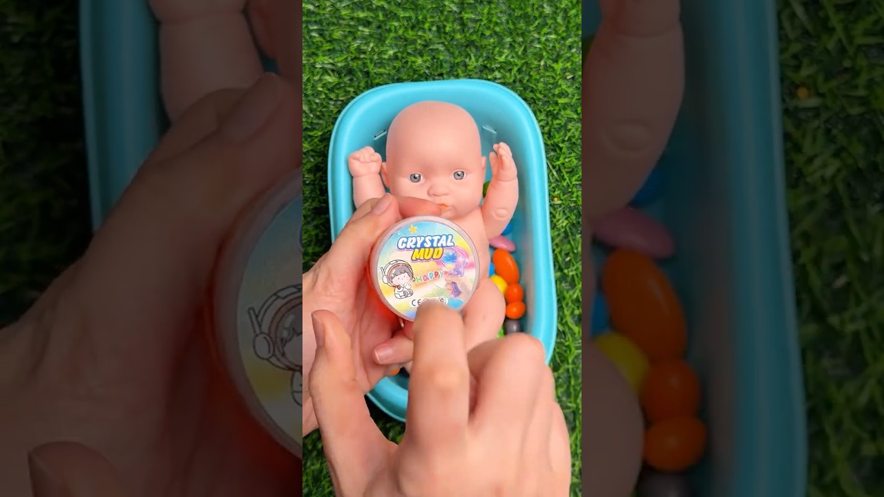 Full of 3 Rainbow BathTubs Candy with M&M's & Magic Slime Cutting Video