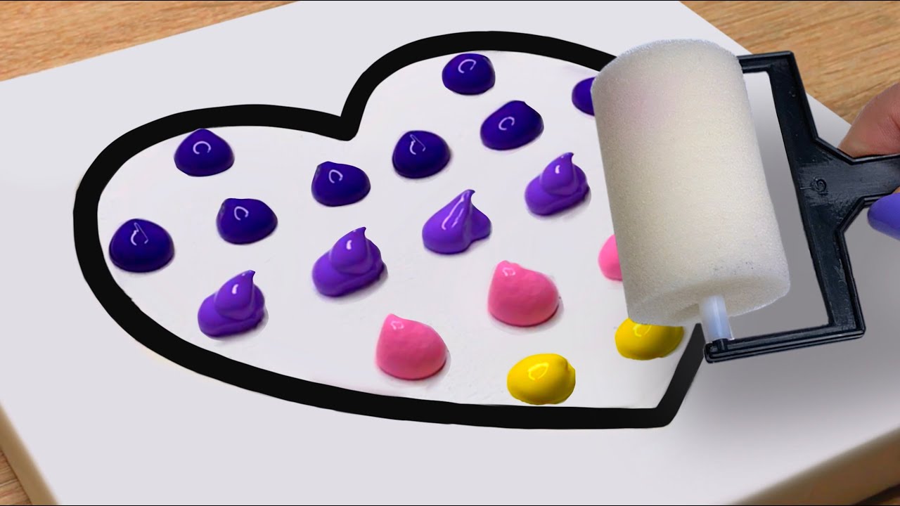 How to Draw a Heart｜Easy Acrylic Painting Technique Step by Step｜Easy Masking Tape Satisfying