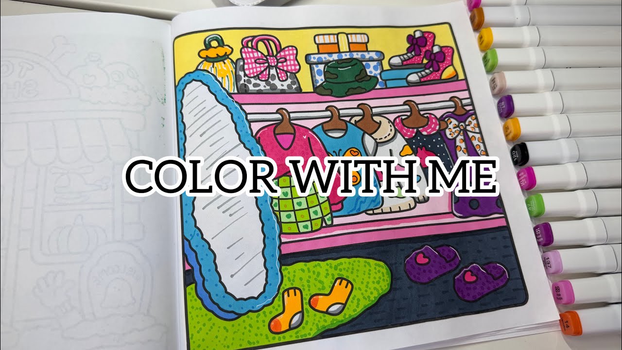 Color with me( ASMR) 💕🌱 ‘Little Corner’ by Coco Wyo 👗#asmr #coloring #art #relaxing #satisfying 