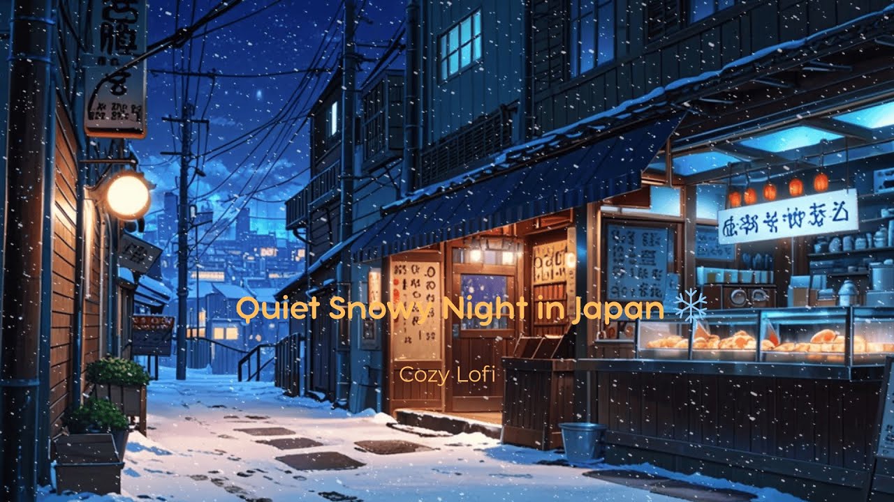 Snowfall in a Quiet Japanese Alley ❄️ Cozy Winter Night Ambience for Sleep, Relax & Focus