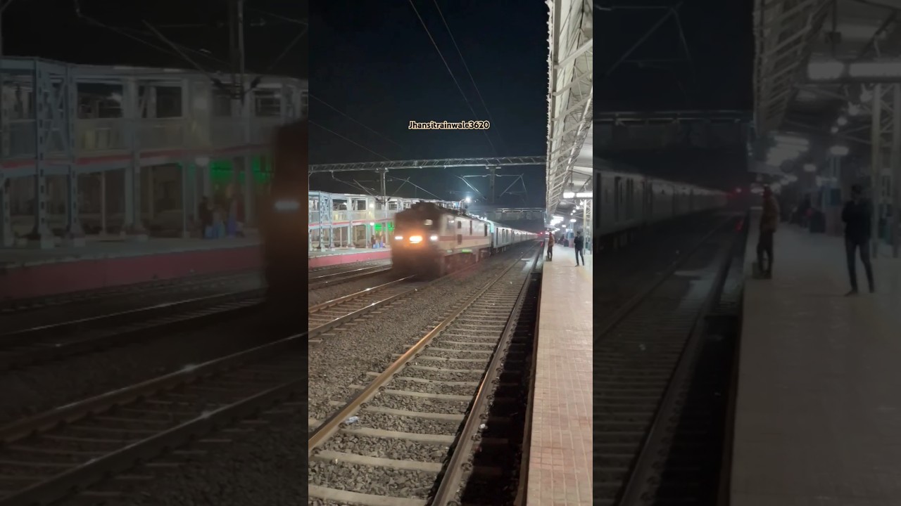 130 KMPH HIGH SPEED CR RAJDHANI EXPRESS #highspeedtrain #crossing #night #trainlover #skip #railfans