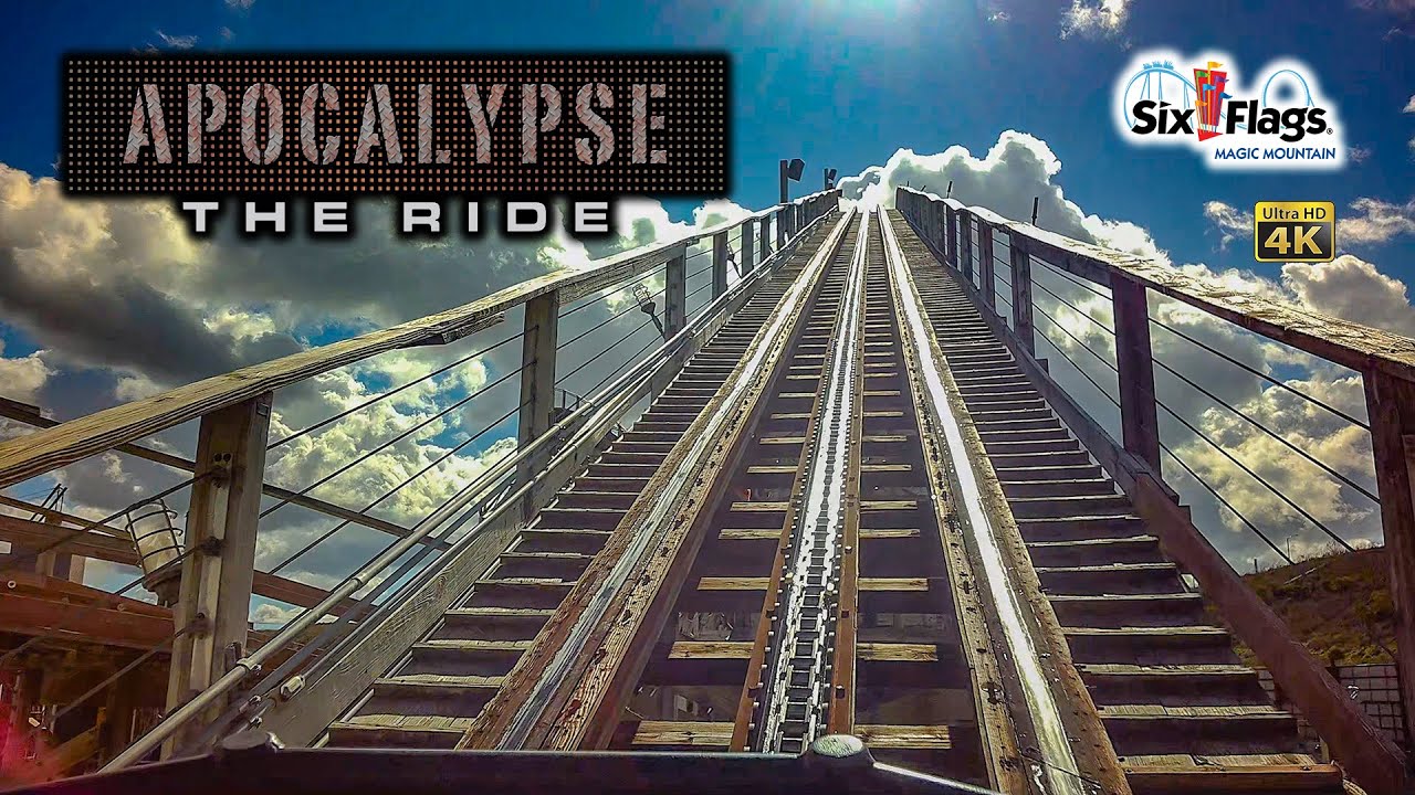 2024 Apocalypse The Ride Roller Coaster On Ride 4K Front Seat POV Six Flags Magic Mountain