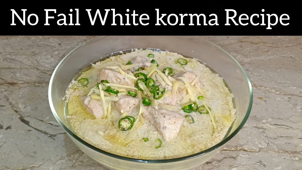 White chicken korma recipe, quick chicken korma, dawat recipe