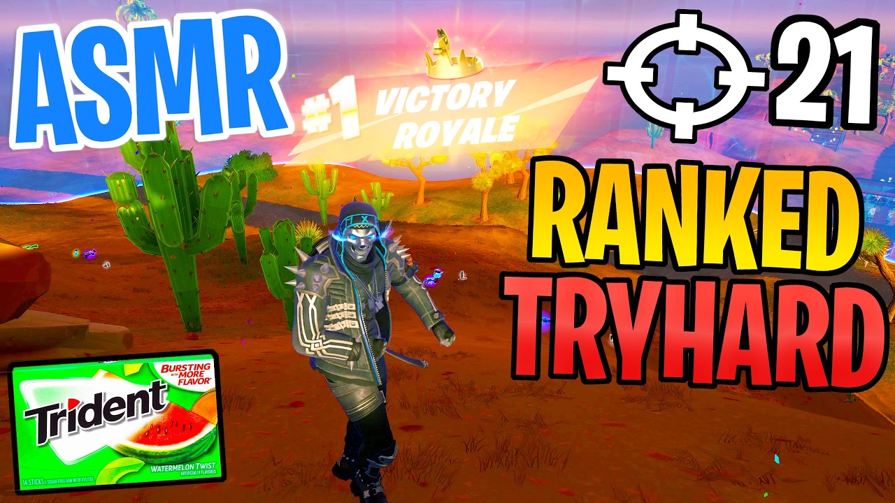ASMR Gaming 😴 Fortnite Ranked Tryhard! Relaxing Gum Chewing 🎮🎧 Controller Sounds + Whispering 💤