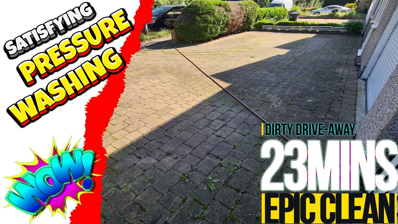 Power washing block paving - Restoring a weedy driveway.