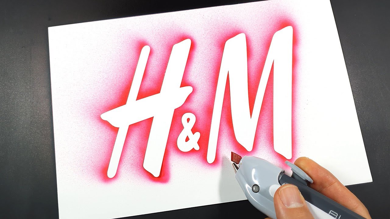 How to draw H&M logo with a stencil | Logo art | Stencil art