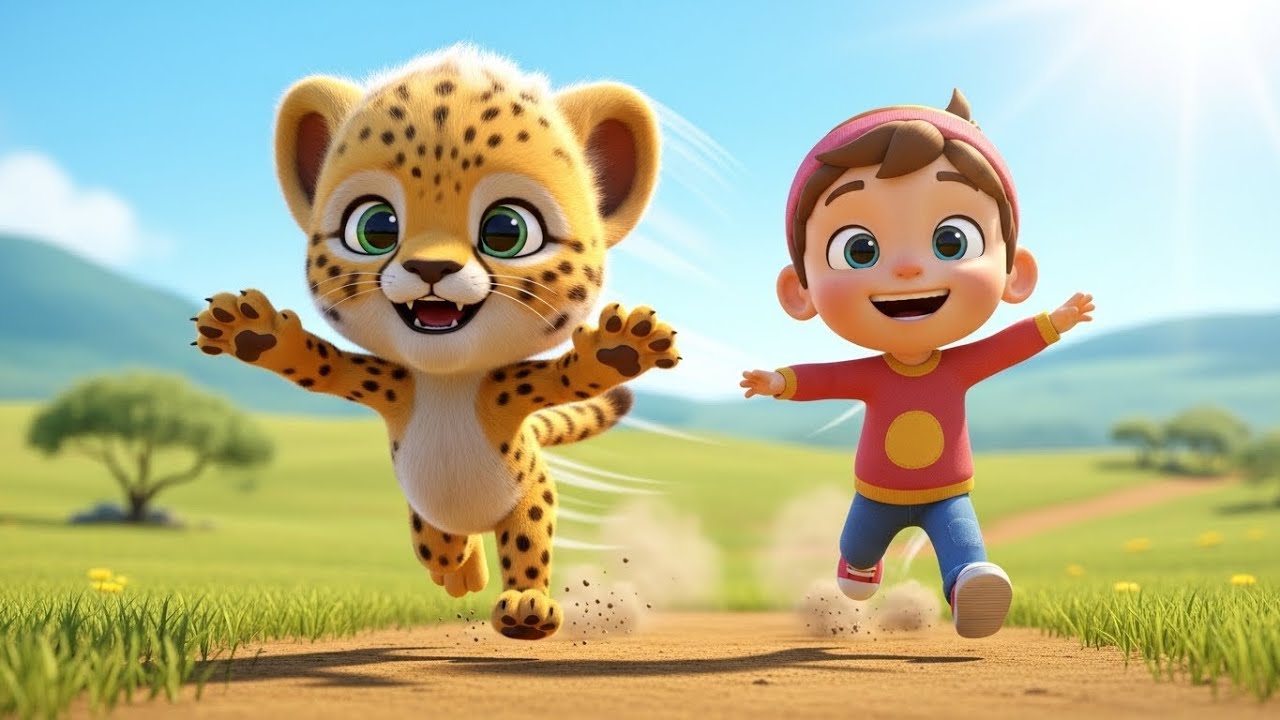 Baby Cheetah Zoomed After the Rolling Leaf 🍃🐆 | Fun Kids Song | Nursery Rhymes