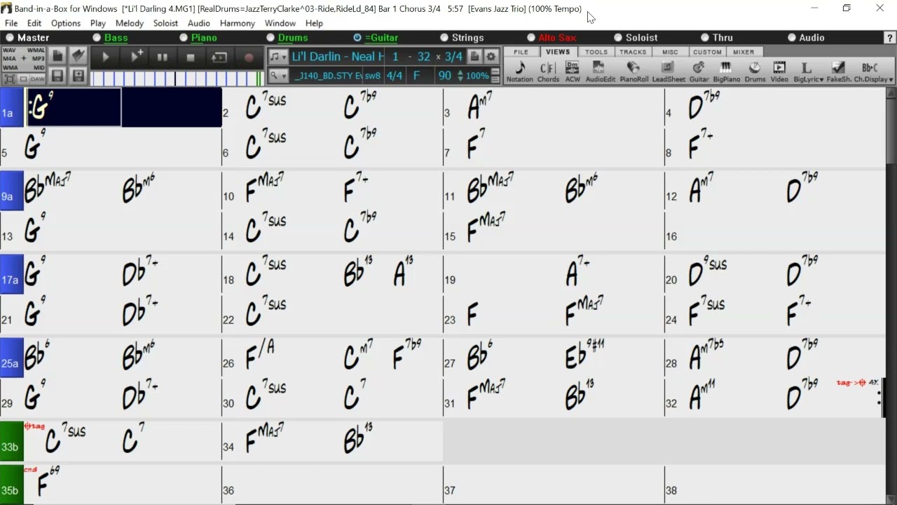 BACKING TRACK - LIL' DARLIN (F) 90 BPM SWING BALLAD