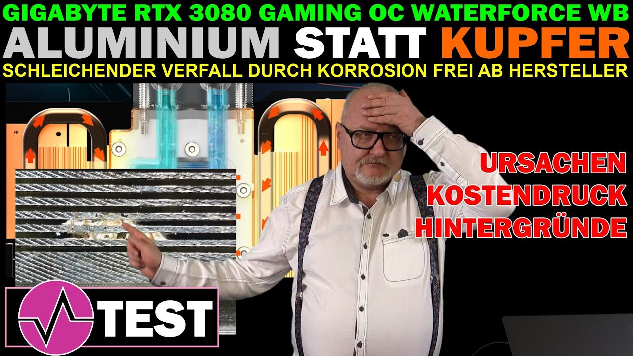 Warum Aluminium den Kühlkreislauf aus Kupfer zerstört - Gigabyte RTX 3080 GAMING OC WATERFORCE WB