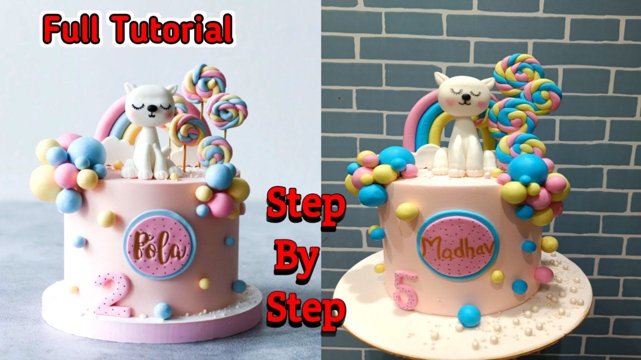 Cute Rainbow Theme Birthday Cake For Baby Girls | Baby Girls Birthday Cake