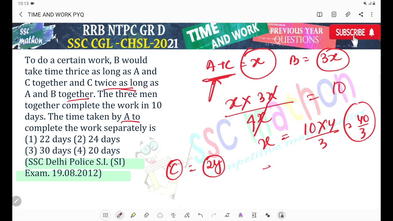 To do a certain work, B would take time thrice as long as A andC together and C twice as long as