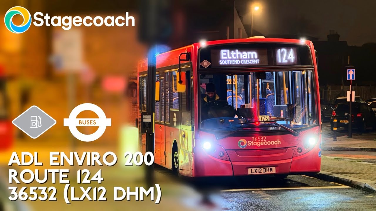 Catford’s 36532 screaming down the backroads of Grove Park & Catford on a late night 124 journey