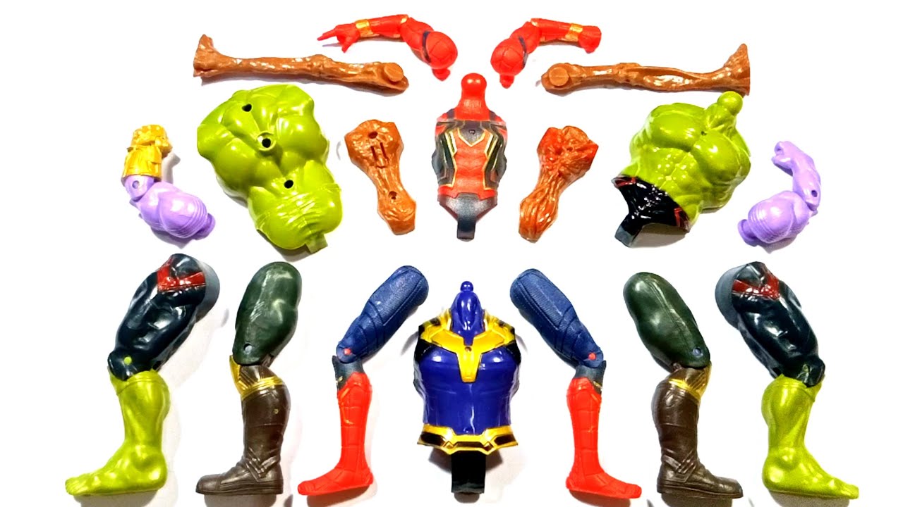 Hulk smash red Spider-Man monster siren head Thanos assemble toys video 