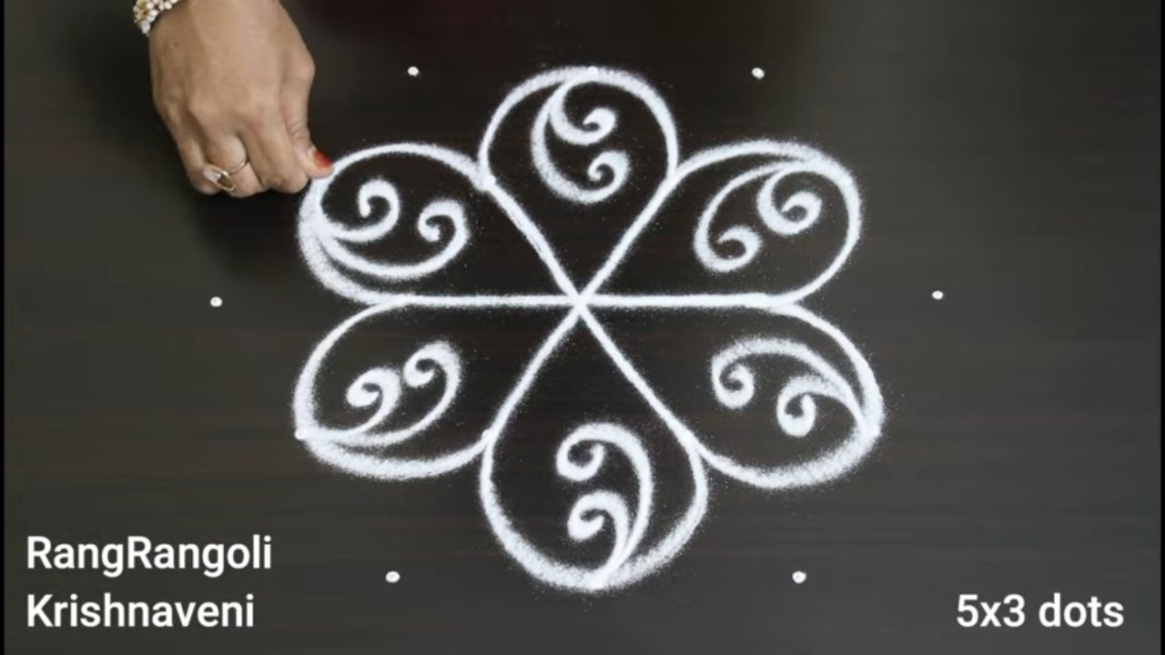 Vinayaka Chavithi Muggulu🌺5x3 dots Ganesh Chaturthi Rangoli🌺Kolam🌺RangRangoli Krishnaveni