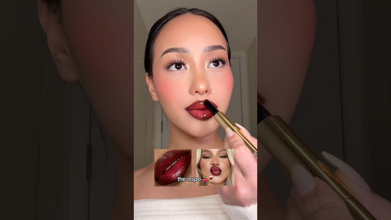 Cherry cola lips 🍒 MAC liner - root for me! & Hourglass gloss - impulse #makeup