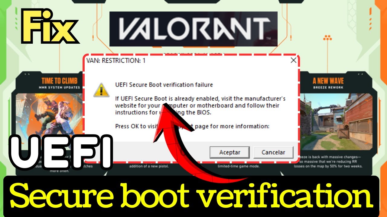 Ошибка проверки безопасной загрузки UEFI в Valorant