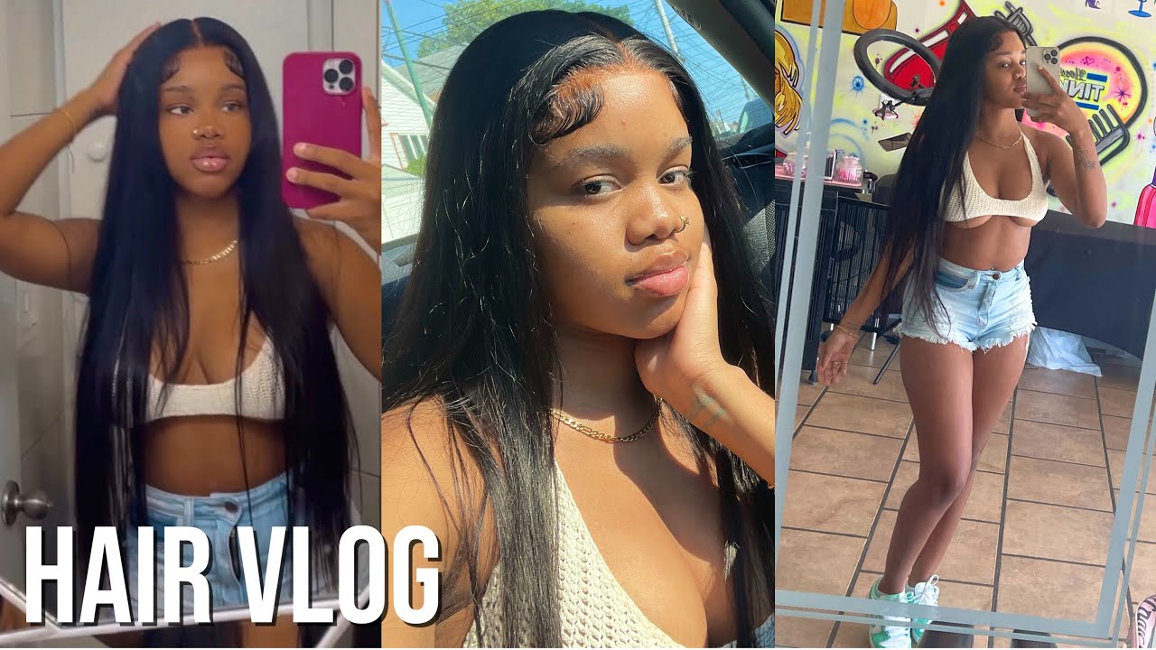 Hair Vlog: easy to install BONE STRAIGHT long closure wig | perfect summer wig ! ft.Tinashe