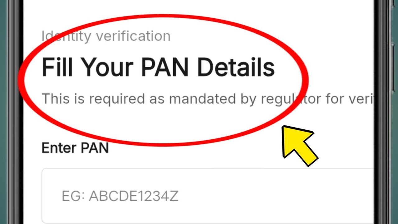 Fill Your PAN Details: Required by Regulator for Verification Purposes