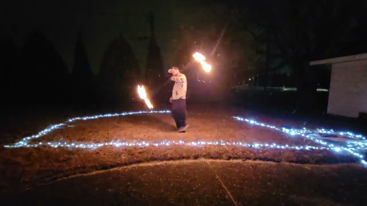 Dragon Staff while it snows!