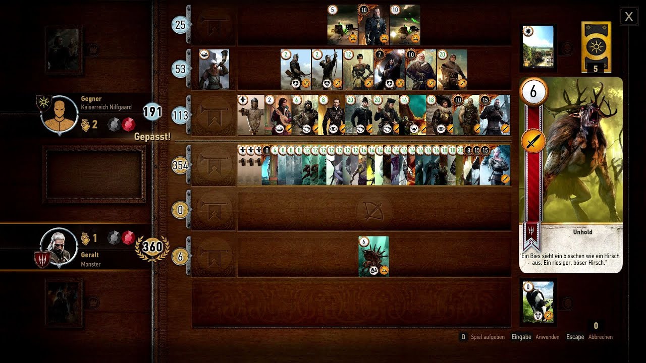 The Witcher 3: Gwent - High Score (Monsters) / 403 points match - 376 points round