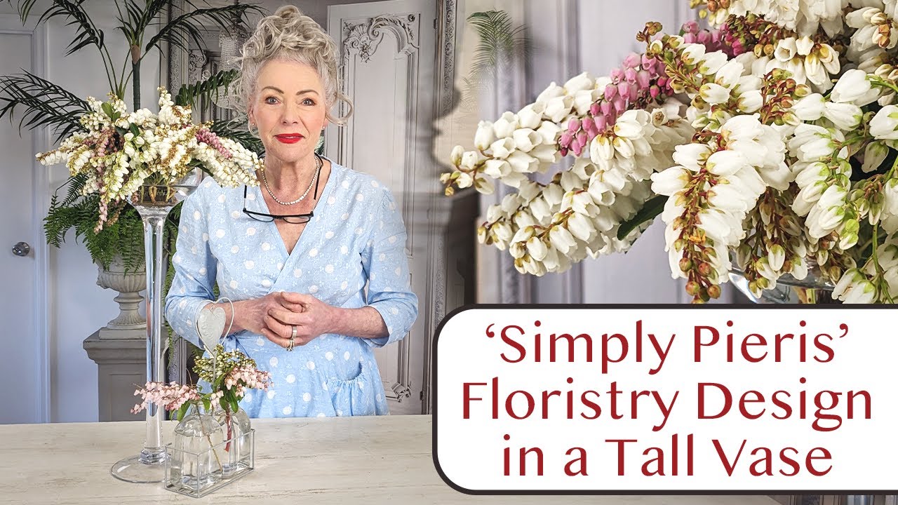 'Simply Pieris' | A Simple Floristry Design for a Tall Glass Vase